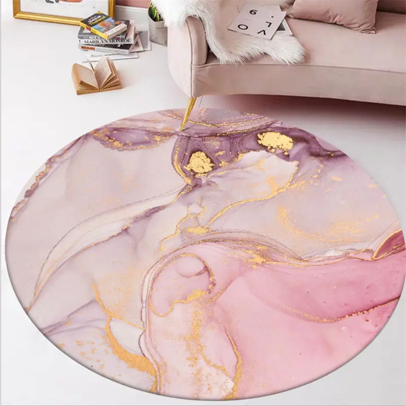 

Rugs and Carpets for Home Living Room Bedroom Nordic Abstract Pattern Pink Round Mats for Children Rooms 100% Polyester
