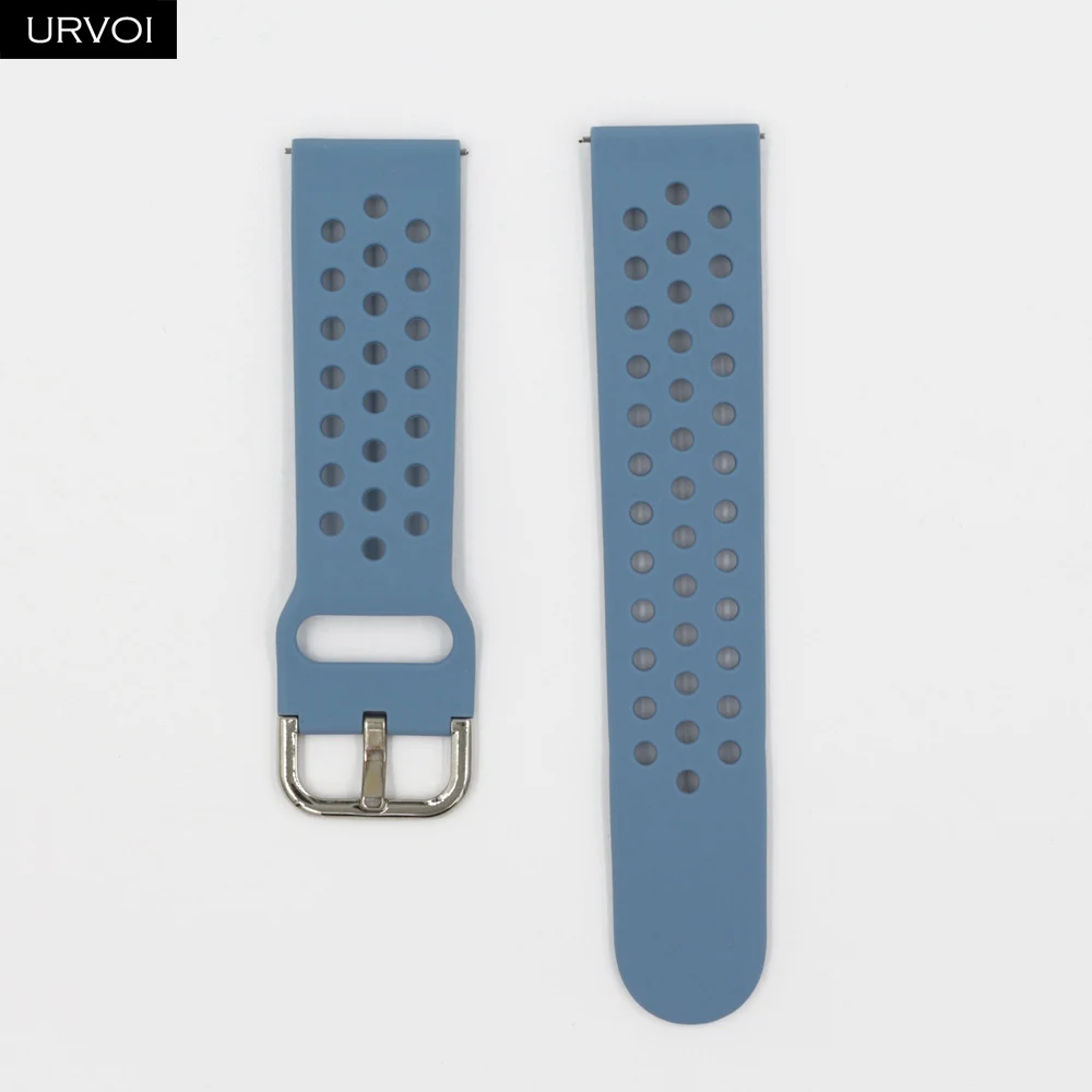 URVOI силиконовой лентой для Galaxy Watch Active/42/46 мм шестерни ремешок для спортивных часов для HUAWEI GT быстроразъемные контакты мягкий сменный 20/22 мм - Цвет ремешка: Denim blue