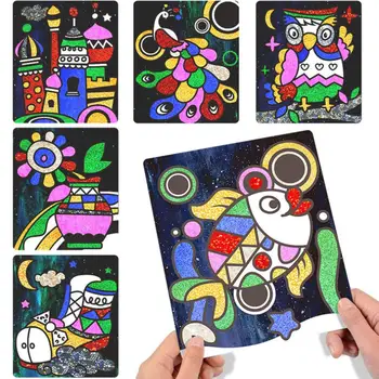 

Shimmer and Shine Sparkle Mosaics Handmade Art Craft Set 12pcs Pictures + 30pcs Transfer Stickers for Kids DIY Handmade Supplies