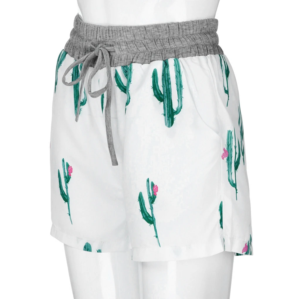 Sleep Bottoms Nylon Pajama Shorts Women's Cactus Print Short Pants