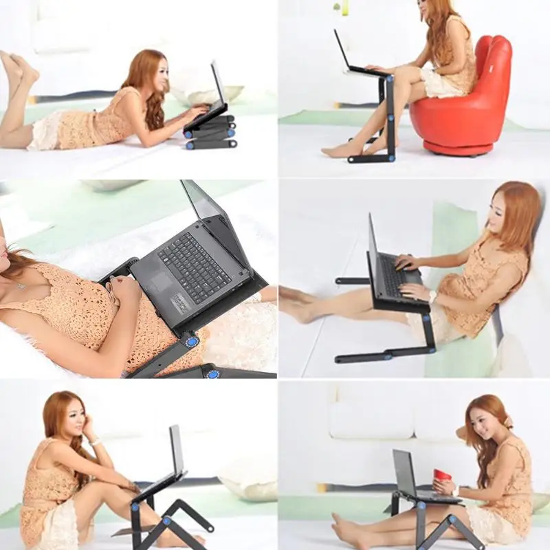  Cooling Laptop Computer Table Bed Aluminum Alloy Foldable Computer Desk iPad Desk Lazy Aluminum Fol