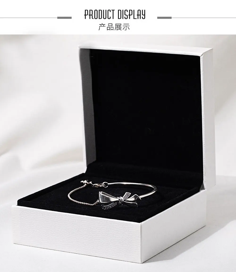 LISM [Wholesale] Winter New Bright Bow Sliding Bracelet Ladies Fashion Gift 925 Silver DIY Original Jewelry