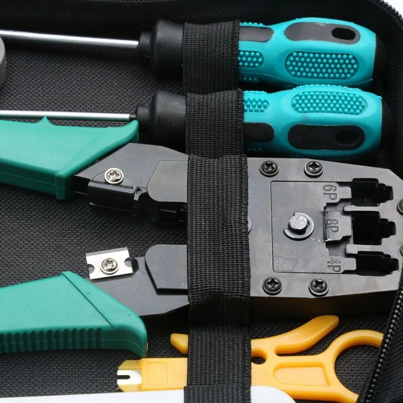 12 шт. RJ45 сетевые инструменты Кабельный тестер обжимной резак удар вниз RJ11 RJ45 RJ12 компьютерная LAN щипцы набор инструментов Cat5