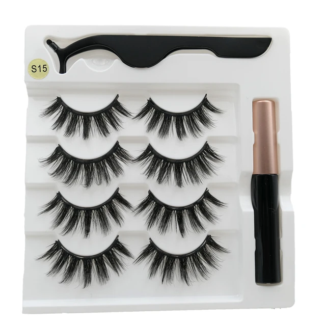 4 pairs of magnetic eyelashes natural soft magnet eyelashes natural magnetic eyeliner makeup mink eyelashes set tool S15