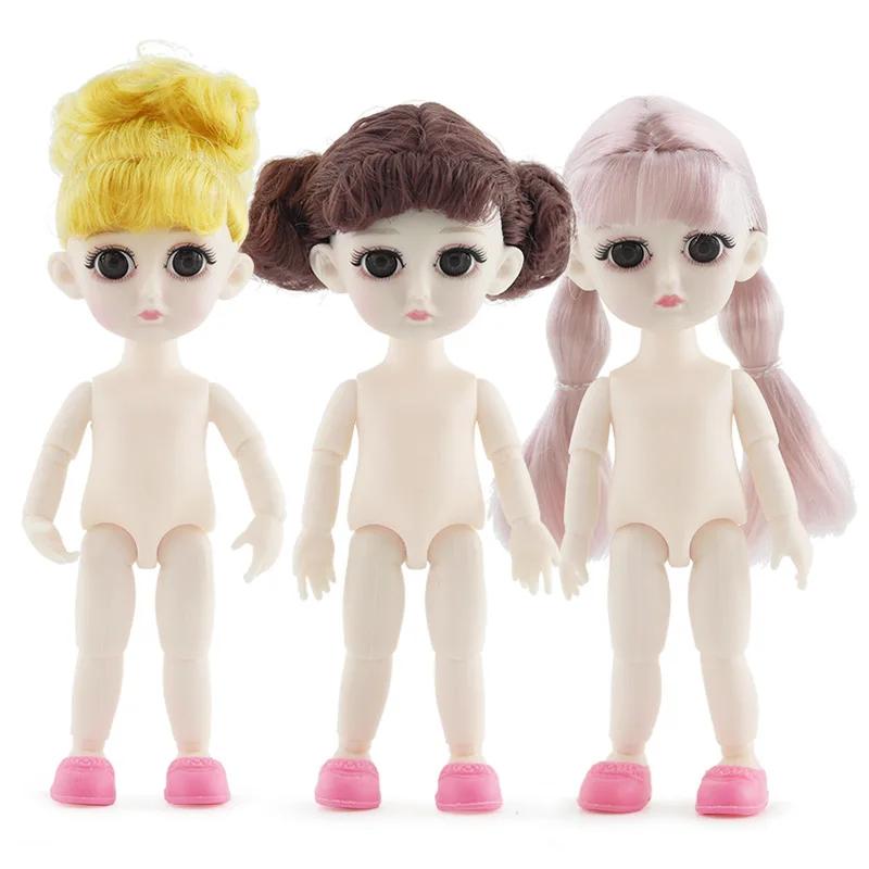 BJD 1/8 Dolls 13 Joint 15cm White Skin Baby Doll With 3D Eyes Naked Nude Body Dress Up Dolls Fashion DIY Toys for Girls Gift