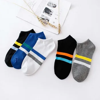 

10 Pairs Fashion Men Thin Short Socks Summer Asakuchi Casual Polyester cotton Stripe Sock Invisible Breathable Hosiery Wholesale