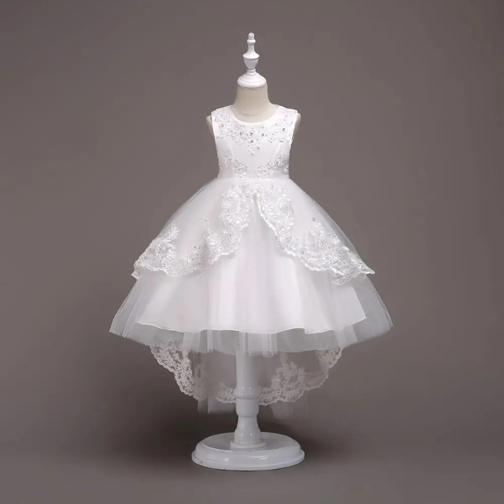 Платье принцессы с цветочным узором для девочек; Пышное Платье для девочек; платье для подиума; свадебное платье со шлейфом; вечернее платье; одежда для выступлений на фортепиано