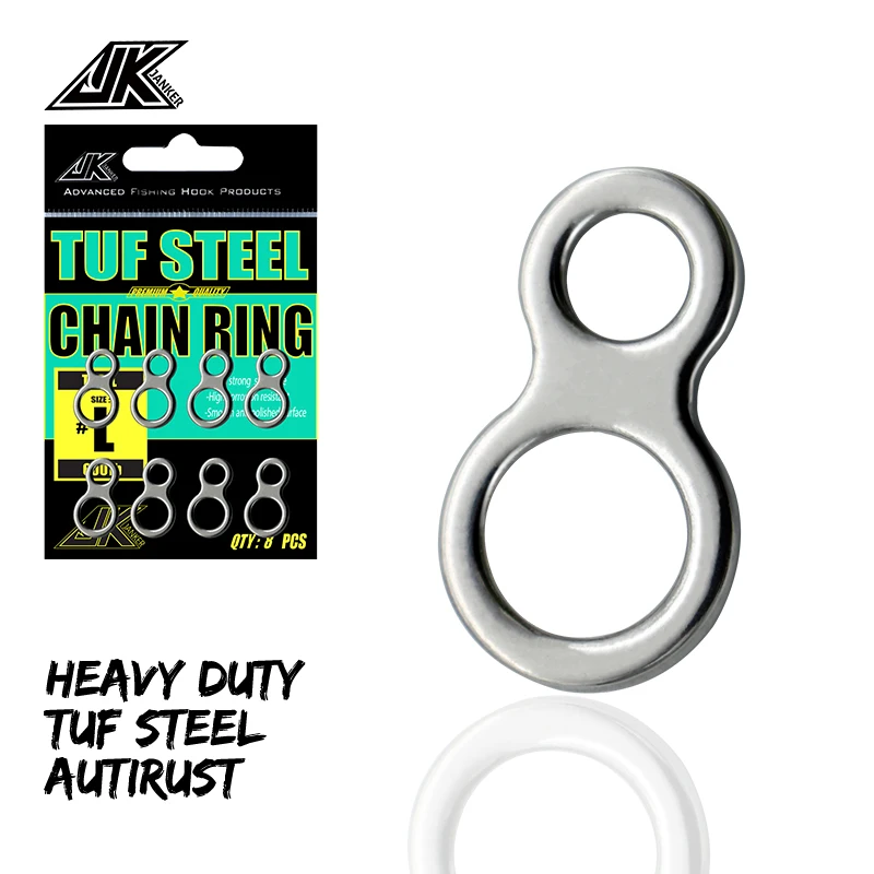 

JK TGR Heavy Fishing Double 8 Solid Ring 400-600lbs Swivel Trolling Connector Jig Assist Hook Saltwater Fishing Accessories Sea