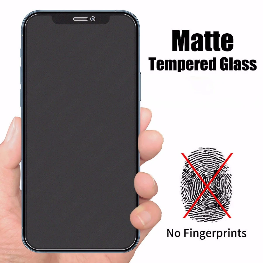 No Fingerprint Screen Protector for iPhone 7 8 6 6S Plus XR XS X 5 5S SE Frosted Tempered Glass for iPhone 11 12 Pro Max 12 Mini