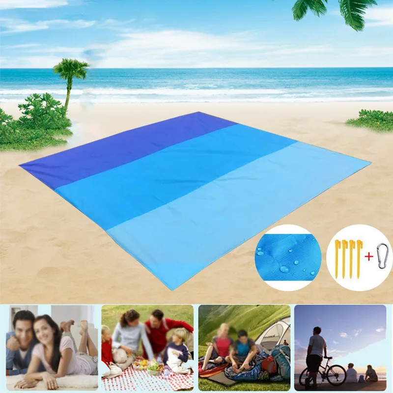 

200x210cm Portable Pocket Picnic Mat Waterproof Sand Beach Mat Outdoor Camping Folding Blanket Picknick Tent Cover Bedding Bed