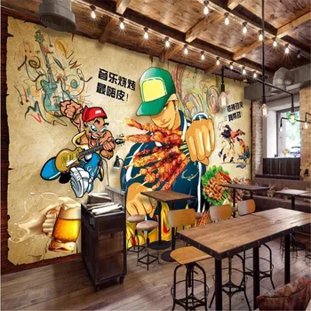 

milofi custom large wallpaper mural retro nostalgic music barbecue string restaurant tooling background wallpaper mural