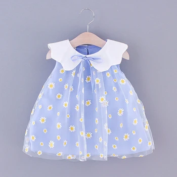 

Flofallzique 2020 Cute Sweet Girl Dress Doll Collar And Small Daisy Pattern Party Wedding Christmas Celebration Kids Clothes