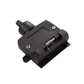 

7 Pin 12V Electrical Plug Black Power Socket Converter Round Flat Female Rectangle Caravan Trailer Part Boat Car Accessory