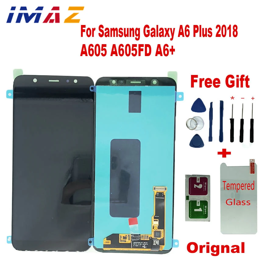 Оригинальный AMOLED ЖК-дисплей IMAZ 6,0 дюйма для Samsung Galaxy A6 Plus 2018 A605 A605F, ЖК-дисплей с сенсорным экраном и дигитайзером в сборе для A6 + ЖК-дисплей