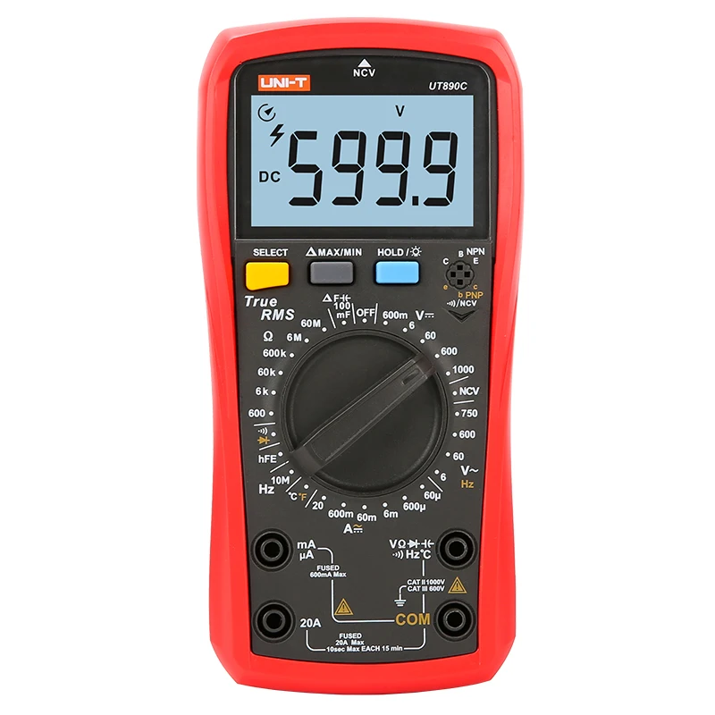 UNI-T UT890C True RMS Digital Multimeter with Backlight AC/DC Frequency Multimeter Ammeter Multitester Free Shipping