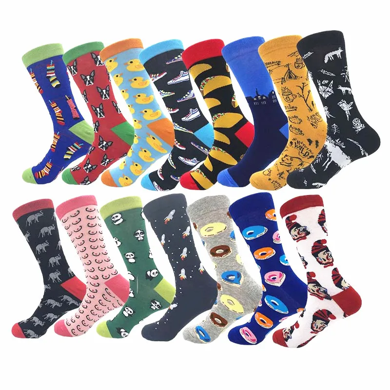 Fashion Hip Hop Cartoon Men Socks animal Fruit Personality Skateboard  Breathable Happy Socks Calcetines Hombre - Price history & Review, AliExpress Seller - Footprint men women socks shop Store