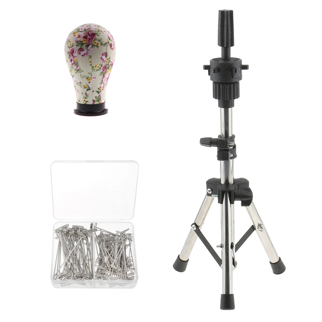 Wig Making Kit And Supplies: Canvas Head, Wig Stand Tripod, T Pins