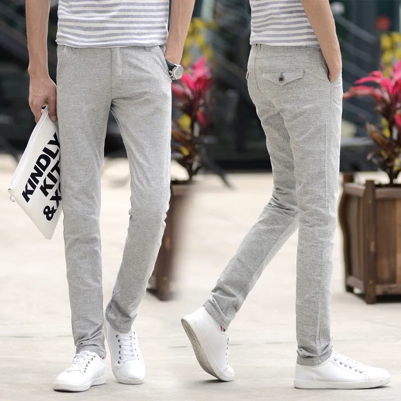 Summer Thin Cotton And Linen Mens Straight Pants Fashion Casual Streetwear Slim Fit Breathable Male Trousers Office Work Wear