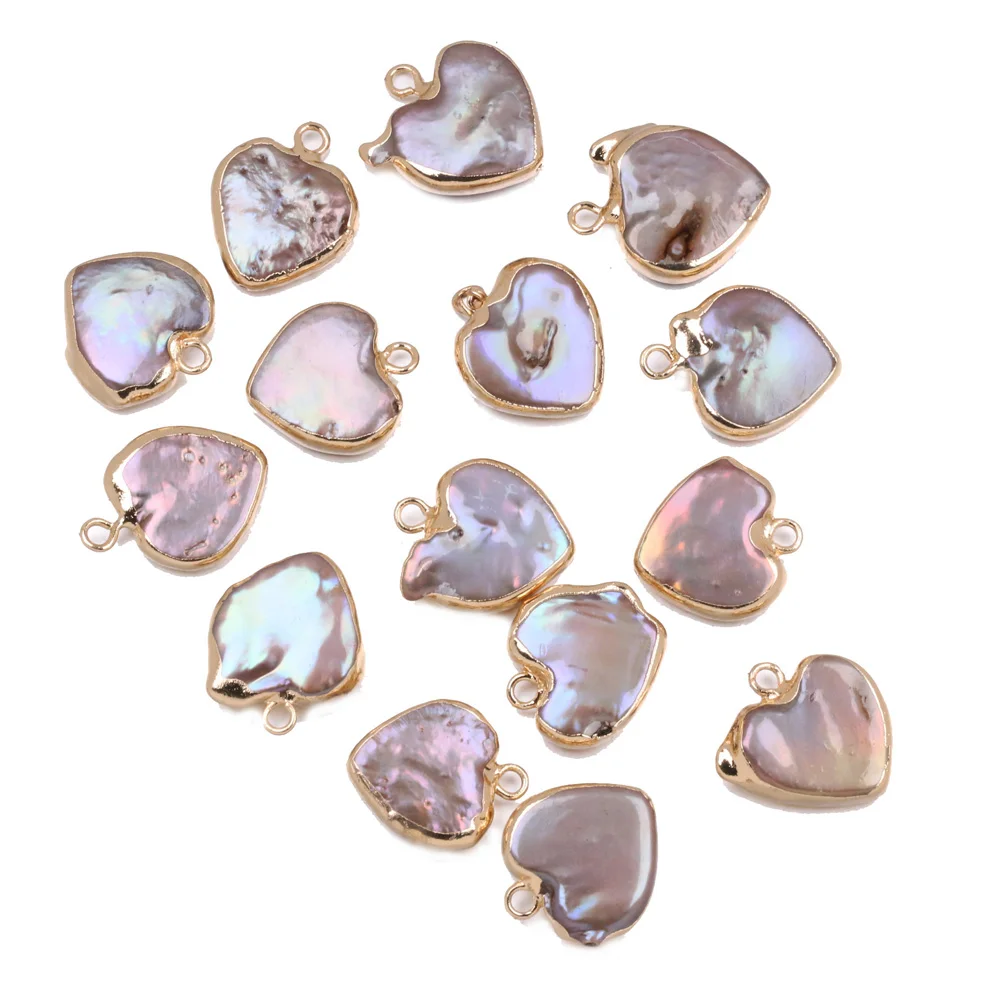 

2019 New Natural Freshwater Pearl Pendants Heart Charms Pendants For Jewelry Making DIY Accessories Fit Necklaces Size 15x15mm