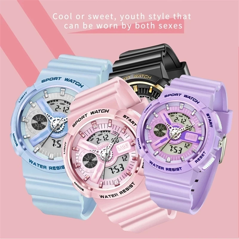 Sport Women Quartz Digital Watch Creative Diving Watch Ladies Waterproof Alarm Watch Dual Display Clock Montre Femme_voghion.com