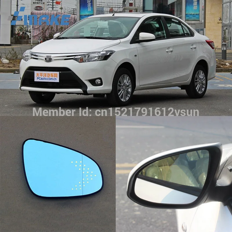 SmRKE, 2 шт., для Toyota Vios Porte, зеркало заднего вида, синие очки, широкий угол, СВЕТОДИОДНЫЕ указатели поворота, светильник, Мощный нагрев