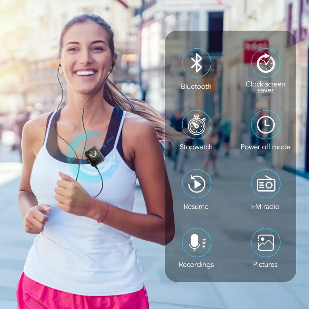 MP3 плеер с зажимом и Bluetooth BENJIE портативный музыкальный HiFi металлический