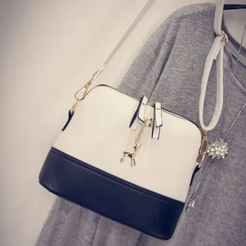 

New Fashion Women PU Leather Vintage Messenger Bag Shoulder Crossbody Bag Shell Bag with Deer Ornaments