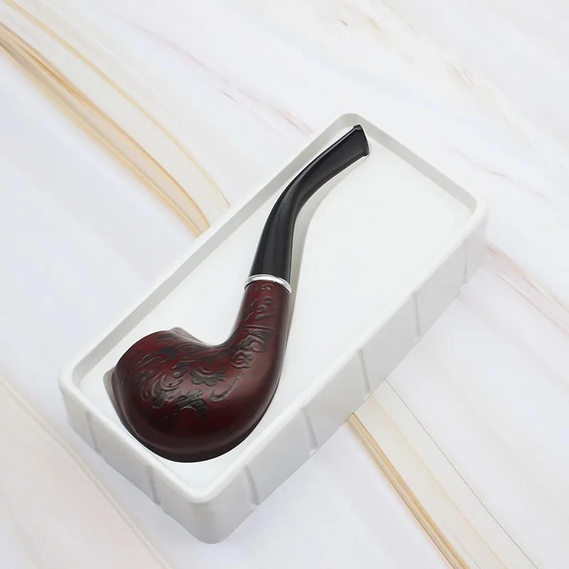 

Carved Wooden Tobacco Bent Pipe Filter Portable Pocket Herb Pipes Durable Cigarette Smoking Accessories Gift For Father Husband