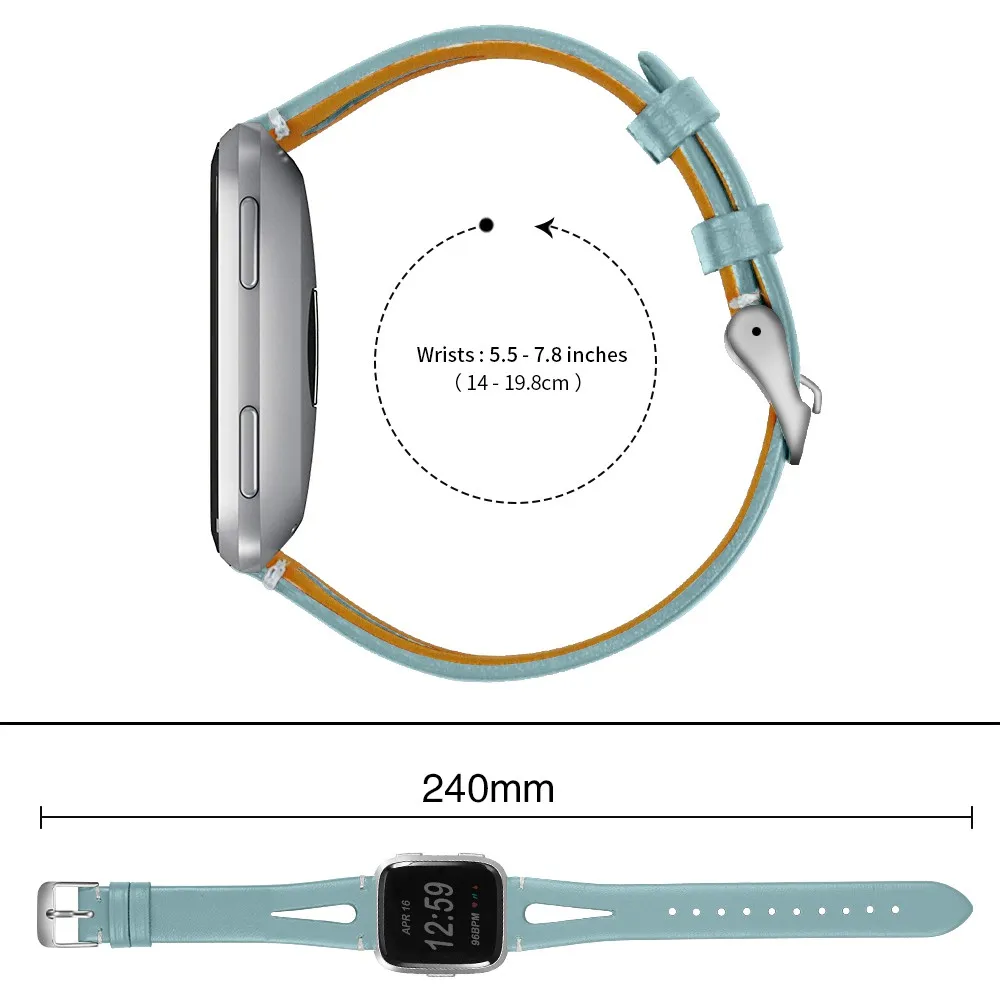Heang Печать Тонкий ремешок для часов из натуральной кожи совместим с Fitbit Versa 2/Versa Lite& SE/Fitbit Versa