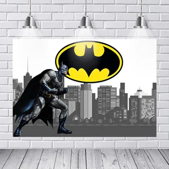 

Cartoon Batman Backdrops Custom Children Birthday Photocall Night Super Hero Backgrounds for Photo Studio 220x150cm