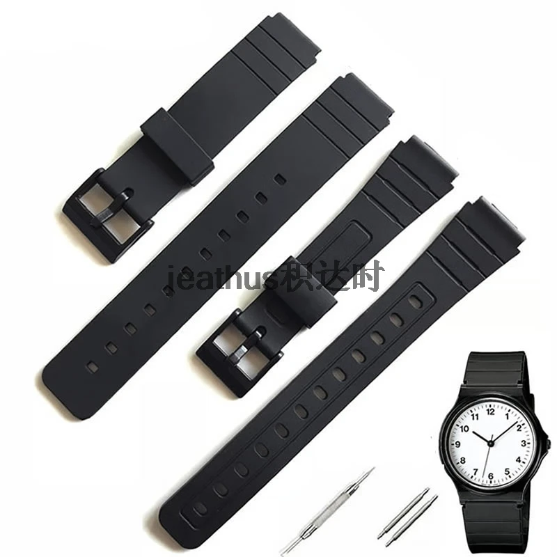 Jeathus watchband convex PU strap 16mm rubber silicone bracelet replace for casio MQ-24 58 MQ-71 MW-59 MQ-76 watchbands | Наручные часы