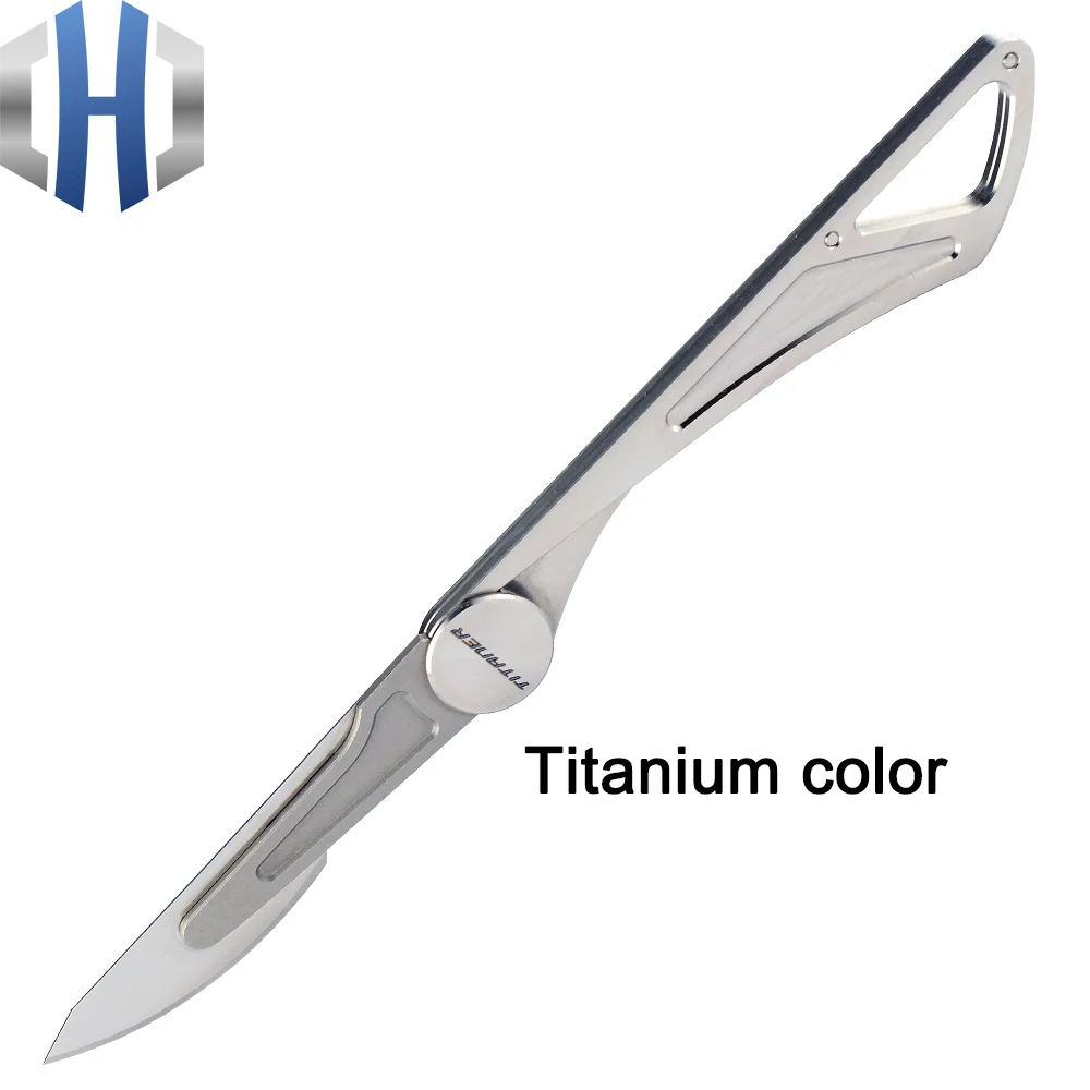 Arrival Titanium Alloy Scalpel Portable Engraving Ultralight Knife Unpacking Tool Outdoor Equipment Mini Folding Knife EDC - Цвет: Titanium color