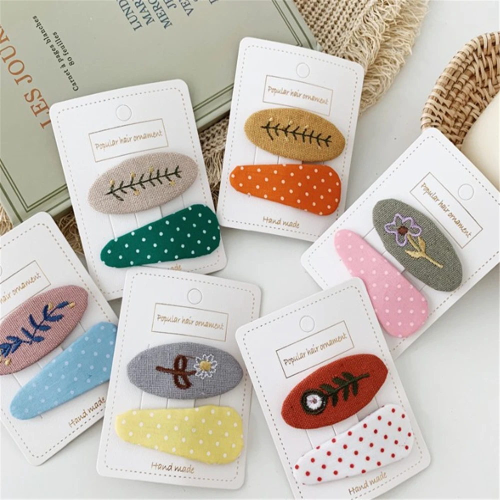 Новинка 2 шт./компл. заколки для волос в Корейском стиле с милым цветочным принтом