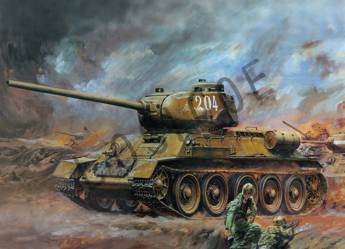 Постер с изображением русского советского танка T34 Военная война оружие