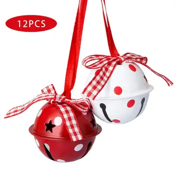 

12 Pcs/Set 5cm Metal Christmas Small Bell Ornament Christmas Tree Hang Pendant With Ribbon Christmas Party Hanging Decoration