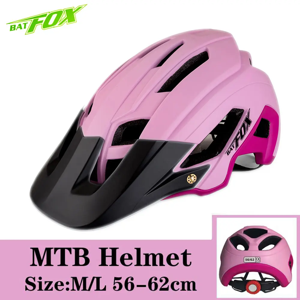 BATFOX Men Cycling Road Mountain Bike Helmet Capacete Da Bicicleta Mtb Cycling Helmet Bike Casco Bicycle Helmet cascos bicicleta - Цвет: 692-Pink-Black