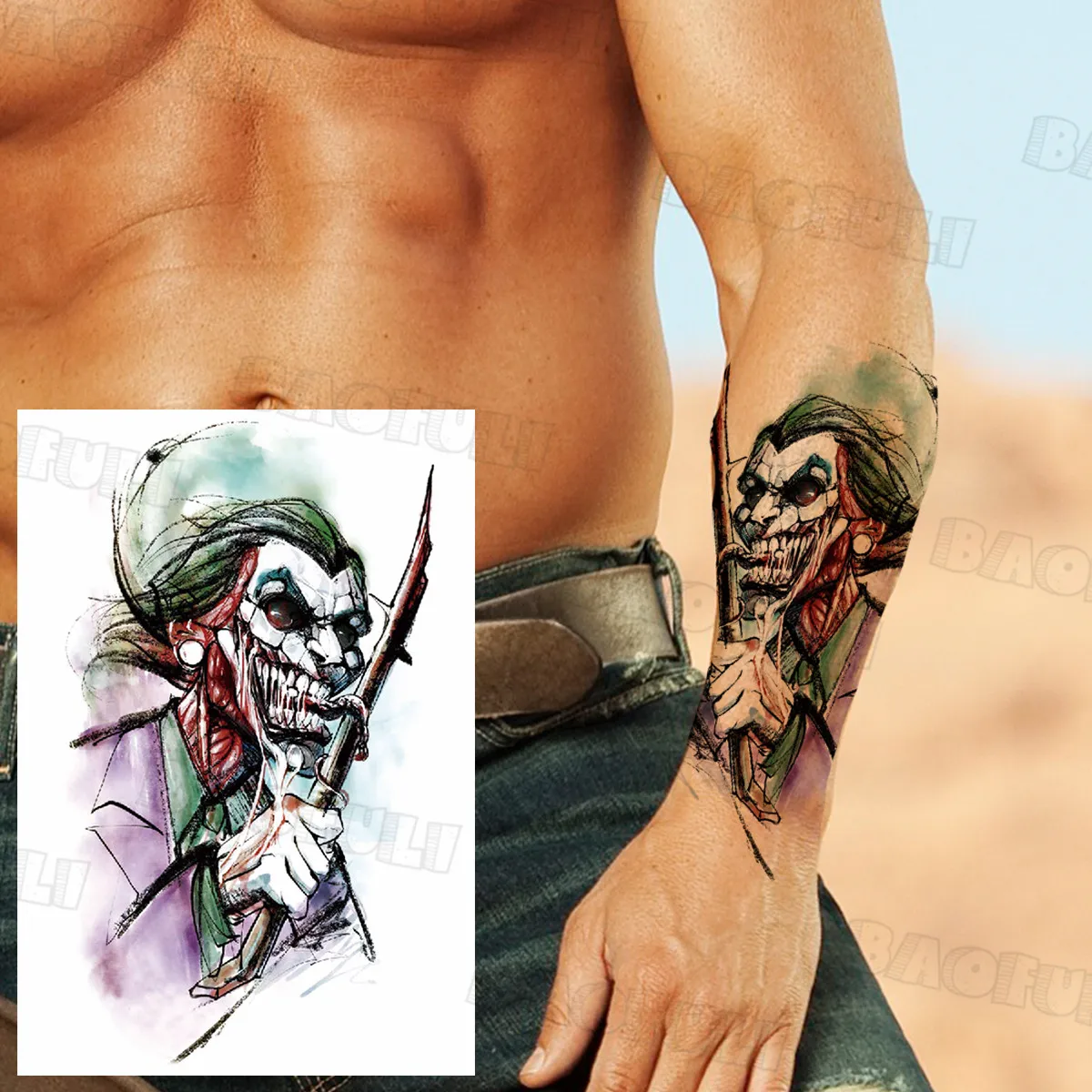 Black Pirate Skull Sailing Temporary Tattoo For Men Women Realistic Owl Lion Clown Fake Tattoo Sticker Cool Forearm Chest Tatoo