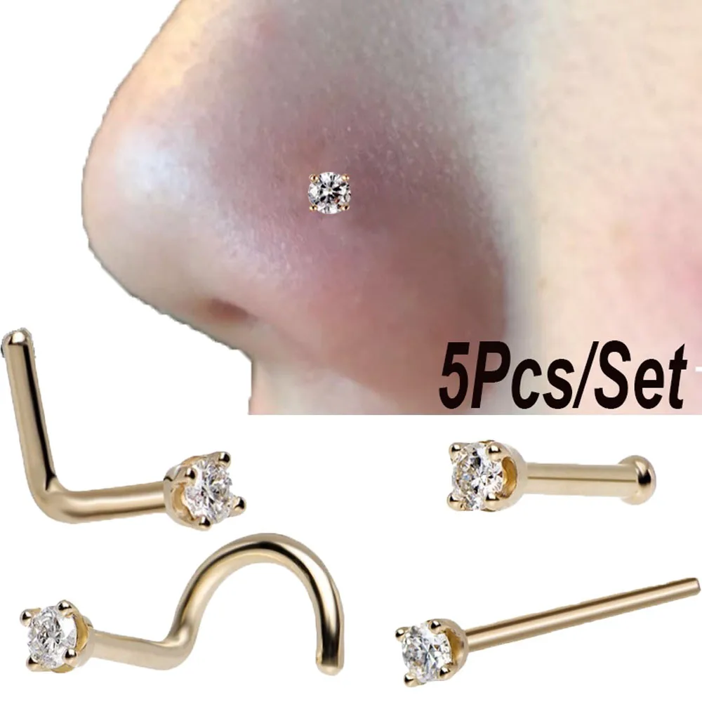5 шт. кольцо стразы из хирургической стали для пирсинга носа|Украшения тела| |