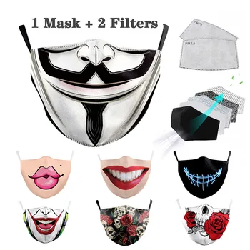 

Unisex Cotton PM2.5 Mouth Mask Windproof Washable Face Masks mascarilla Jack Skellington Face Mask Cosplay Adult Dustproof Masks