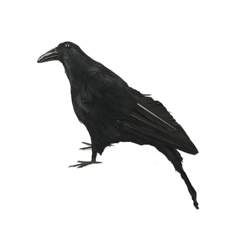 

1pc Realistic Crows Decoration Extra Large Handmade Black Feathered Crow Artificial Crow Halloween Decorations Birds