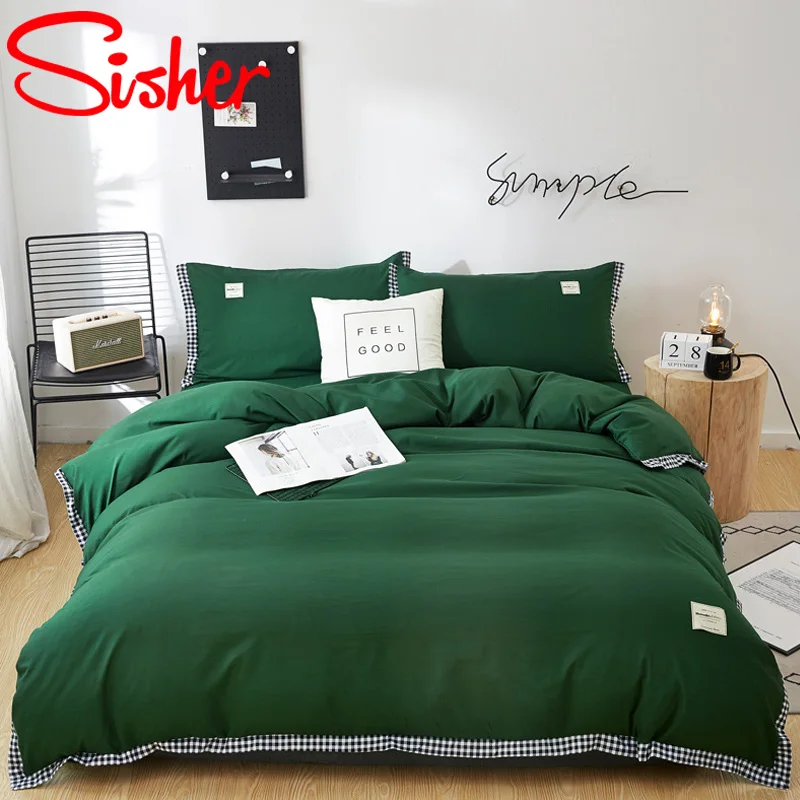 

Simple King Size Bedding Set Soild Color Duvet Cover Sets Single Double Queen Bed Linens Bedclothes Quilt Covers with Bed Sheet