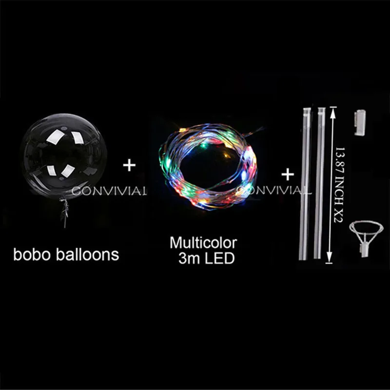 Светодиодный воздушный шар с ручкой, светящиеся Прозрачные баллоны с гелием, свадебные украшения для дня рождения, детский игрушечный светильник, светодиодный воздушный шар - Цвет: 24inch Bobo Colors
