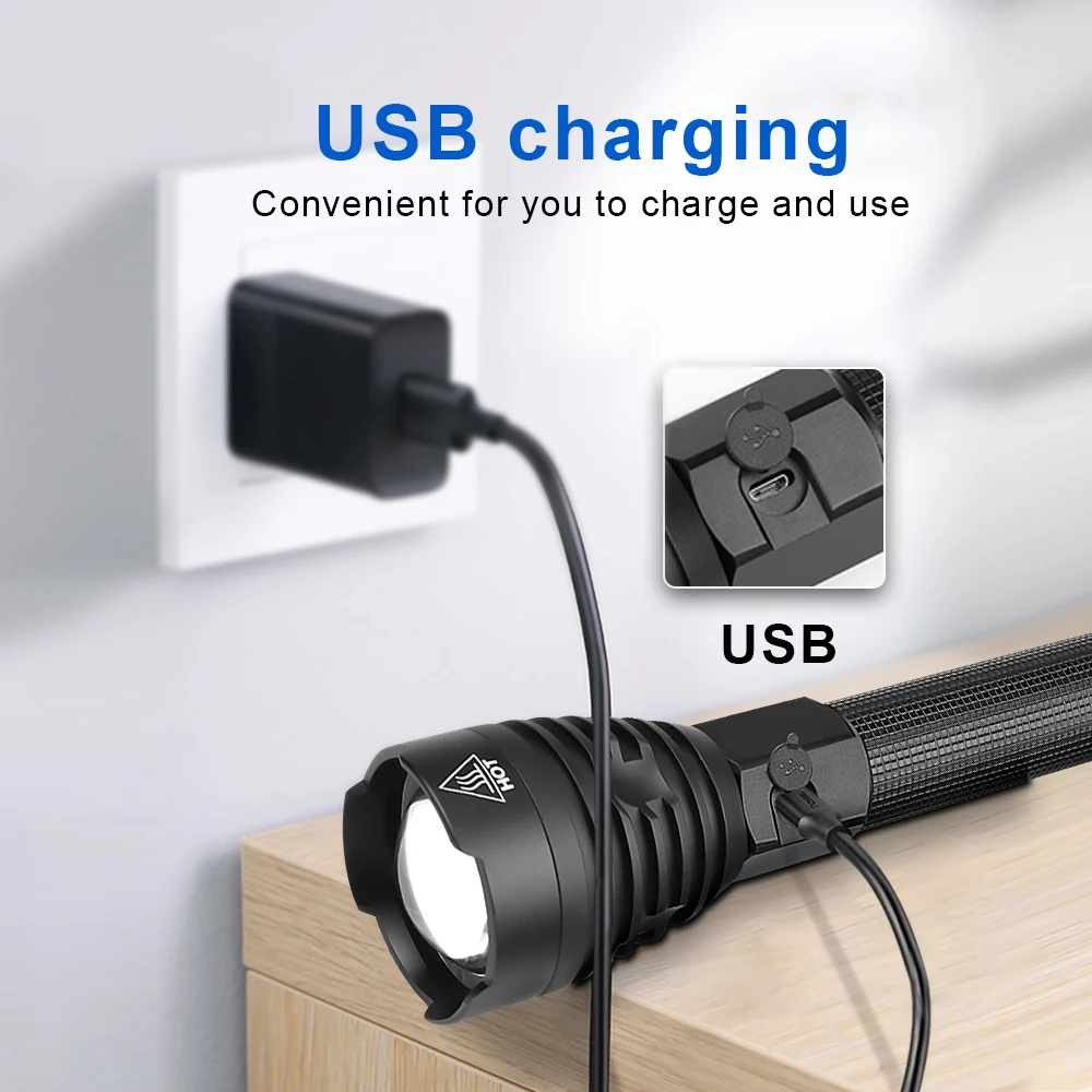 Самый мощный светодиодный фонарик 300000 люмен XHP90.2 18650 или 26650 USB фонарь XHP50 XHP70