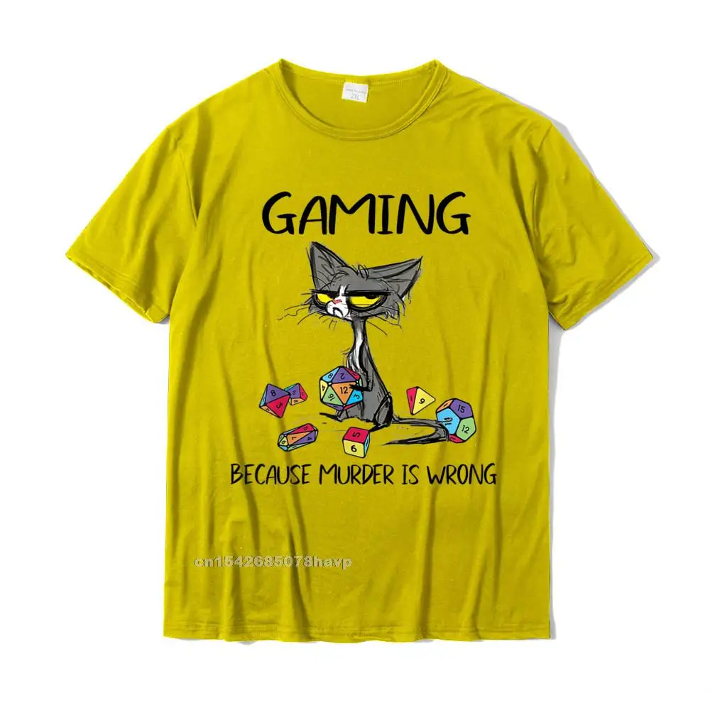 Simple Style Tshirts for Students Gift Autumn Tops & Tees Short Sleeve Funky Custom T Shirt O-Neck Pure Cotton Gaming Because Murder Is Wrong Funny Cats Lovers Gamer Tee T-Shirt__2469. yellow