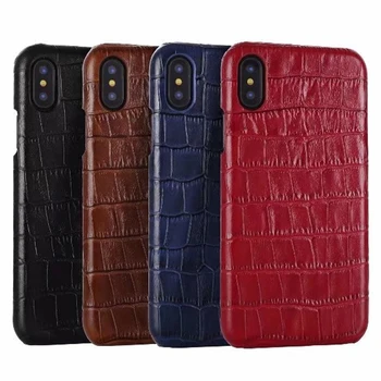 

8Plus Real Genuine Leather Phone Cover Case for iPhone 7 8 Plus Xs Max Ckhb-eyw 3D Crocodile Pattern Retro Hard Slim Cover Cases