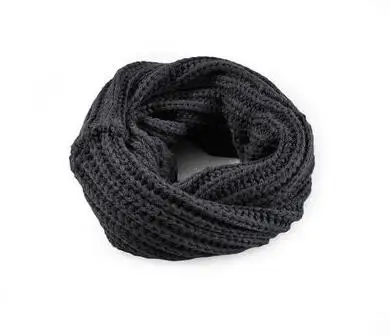 Роскошный осенне-зимний вязаный круглый шарф, шерстяной шарф для женщин и девочек, теплый черный шарф, кольцо, шали и палантины, горячая распродажа - Цвет: J