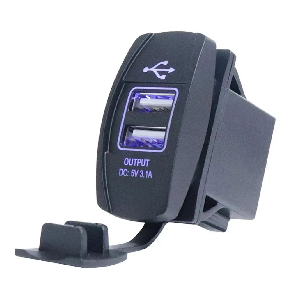 Авто Универсальный 5V 3.1A Dual USB Мощность разъем адаптера Зарядное устройство с светодиодный светильник для мобильного телефона планшета навигатора - Название цвета: Blue