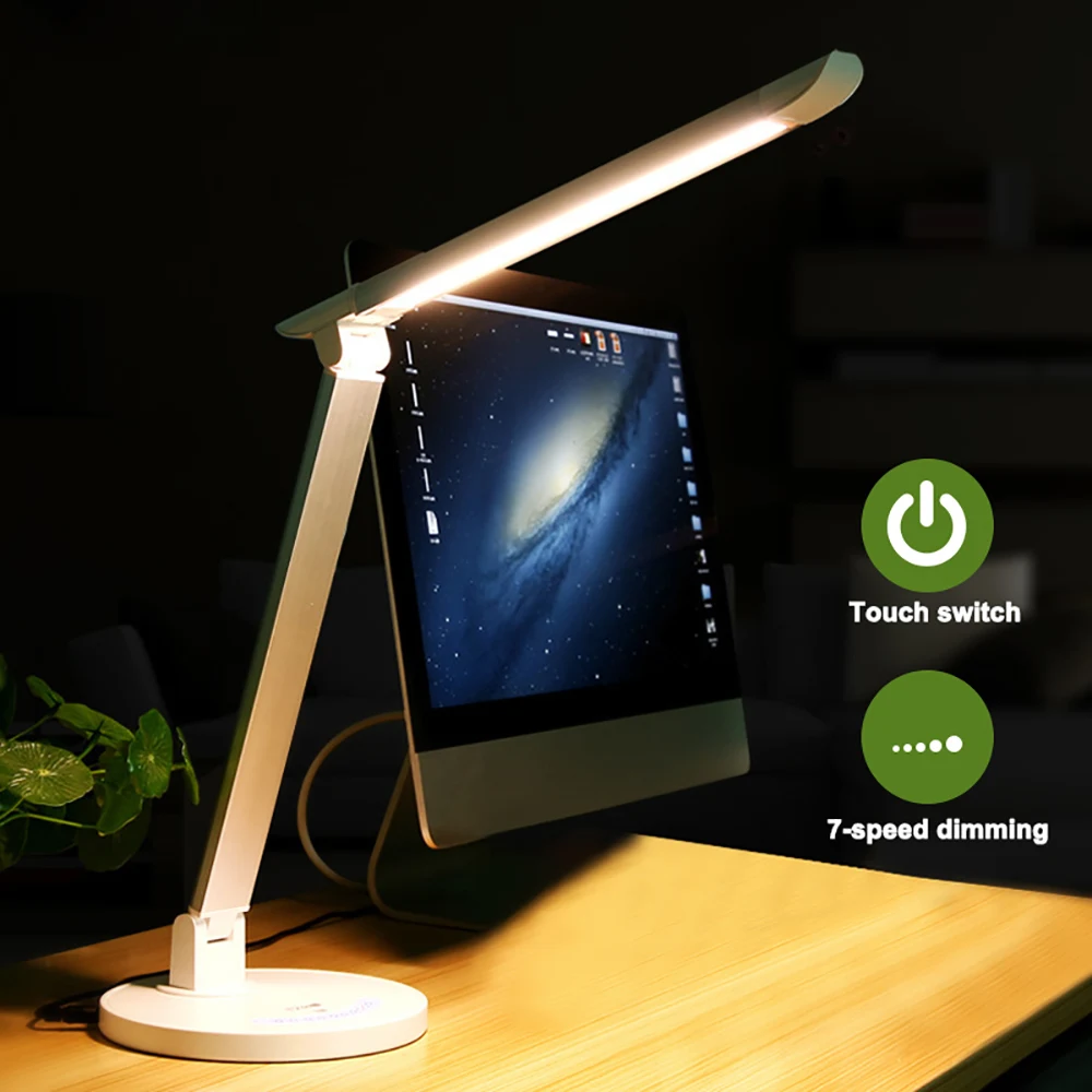 

Led Desk Lamp Touch Control Eye Protection Light Dimmer USB Charge Table Lamp 10W 5 Colors Temperature For Bedroom Study Light