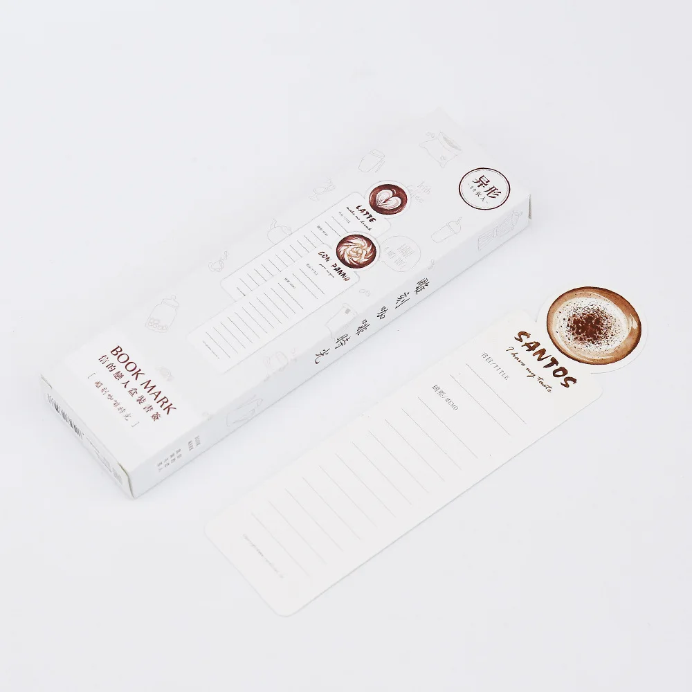

30pcs The Coffee time bookmarks set Tiramisu Cappuccino Latte book marker paper memo accessories Stationery Office School F772