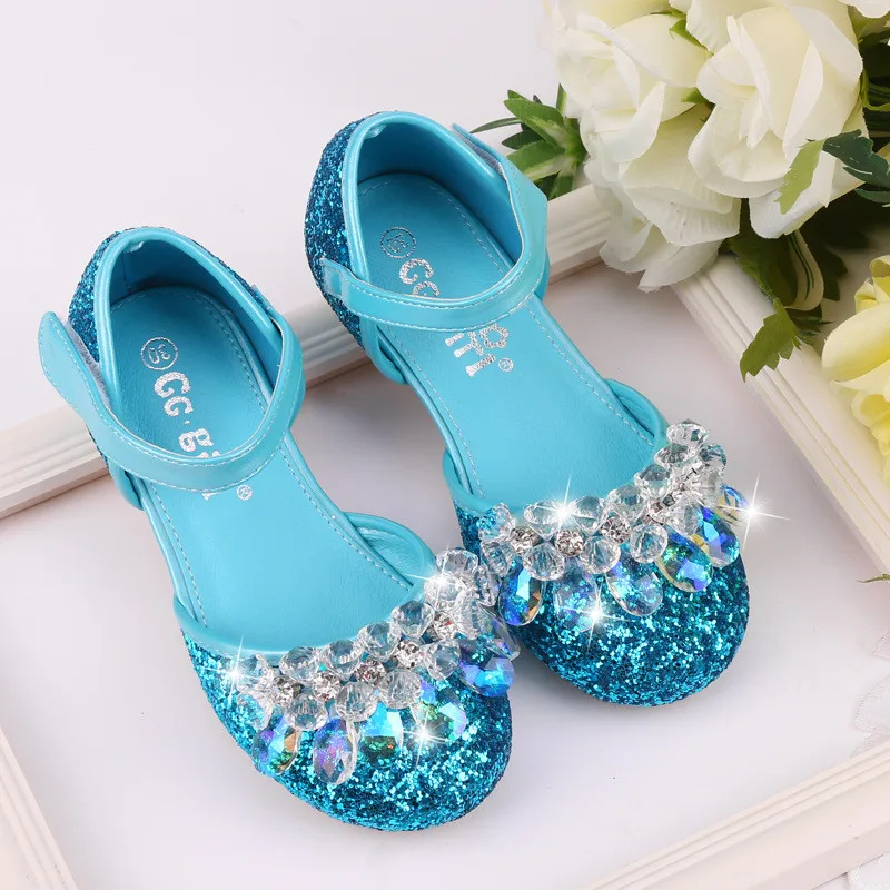 creencia ira Aceptado Zapatos de cristal para niño niña de 3 a 9 años, sandalias de princesa con  diamantes de imitación de tacón cuadrado, zapatos de baile de fiesta de  elsa|Zapatillas deportivas| - AliExpress